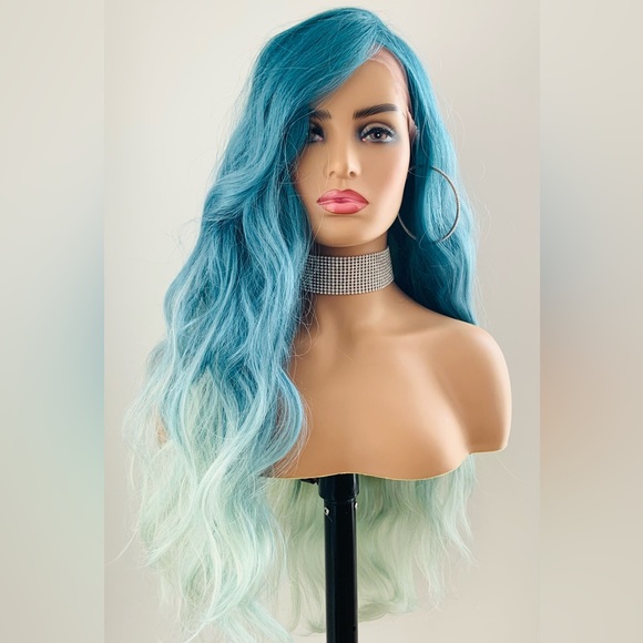 Gorgeous 30” Ocean Blues Versatile 13x6 Lace Front Premium Fiber Wig. - Picture 6 of 11
